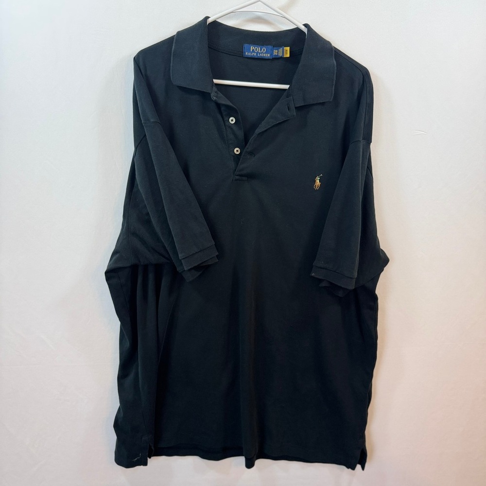 Polo Ralph Lauren Mens Big & Tall 2XB Black Short Sleeve Cotton Polo Shirt